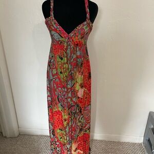 moa moa Braided Strap Abstract Print Maxi Dress - Size M
